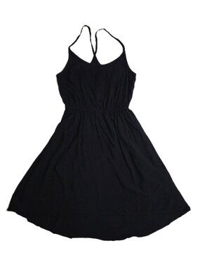 Divided H&M Fit & Flare Black Spaghetti Strap Dress High Low Hem Size 4